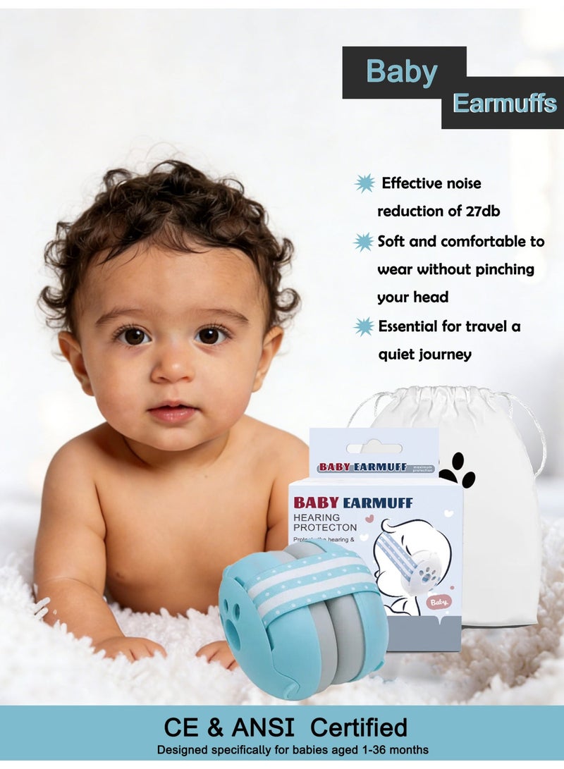 واقيات أذن للأطفال، حماية أذن الأطفال، واقيات أذن للأطفال الرضع والأطفال الصغار حتى عمر 36 شهرًا، واقيات أذن لتقليل الضوضاء - سماعات رأس مريحة للأطفال تحمي من تلف السمع وتحسن النوم - Image 1